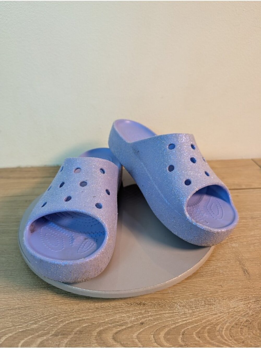 Crocs Classic Platform Glitter Women's Size 8 Shoes Purple Slides Sandals